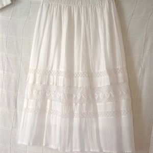 Lace Midi Skirt, White, Sz 6, NWOT